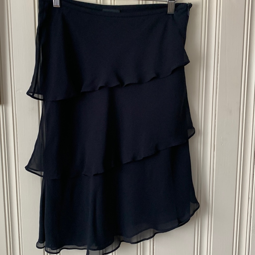 Giorgio Armani Silk Ruffle Skirt Navy Size 42 (28” W)